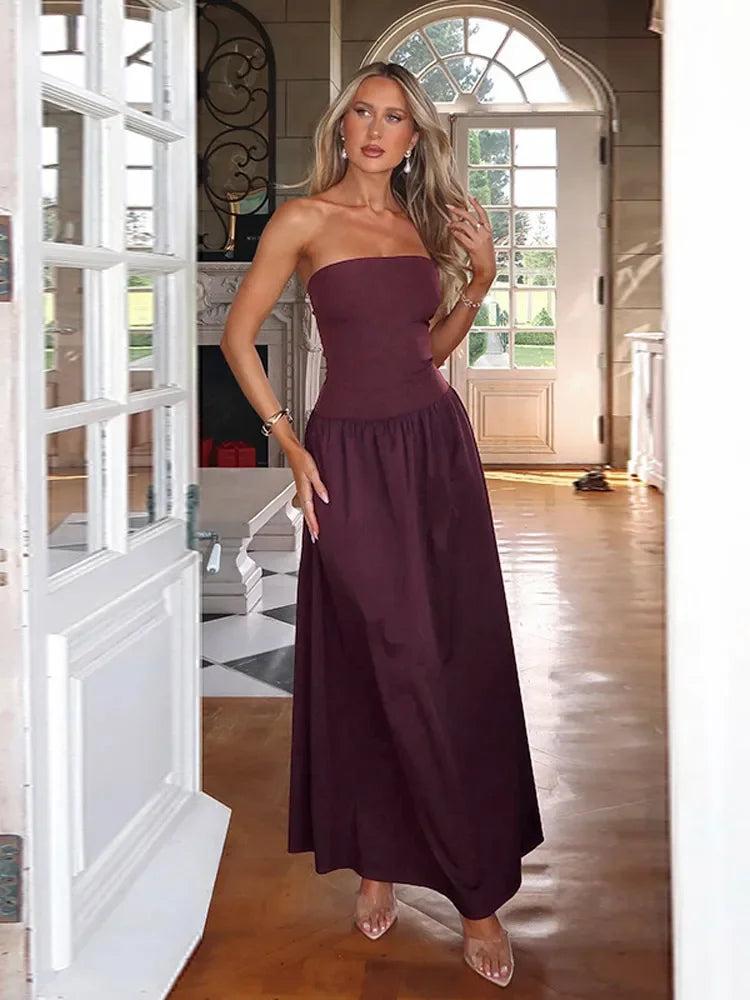 Elegant Off-Shoulder Maxi Dress | Sleeveless Sexy Backless