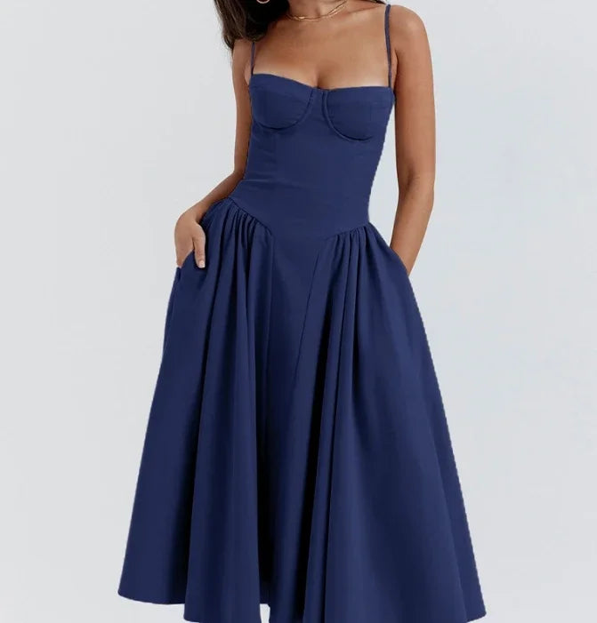 Strap Maxi Dress | French Elegant Retro Long Dress