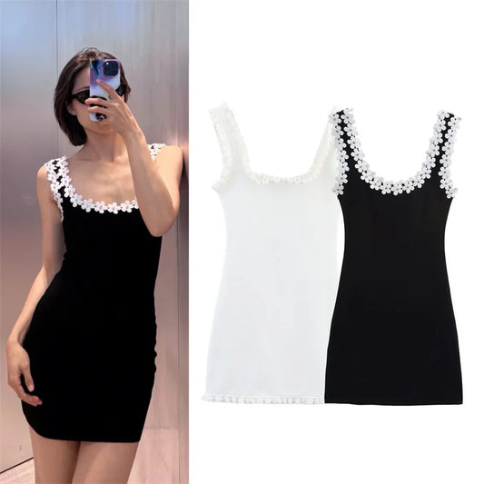 Strap Mini Dress – Sexy Slim Fit with Decorative Design