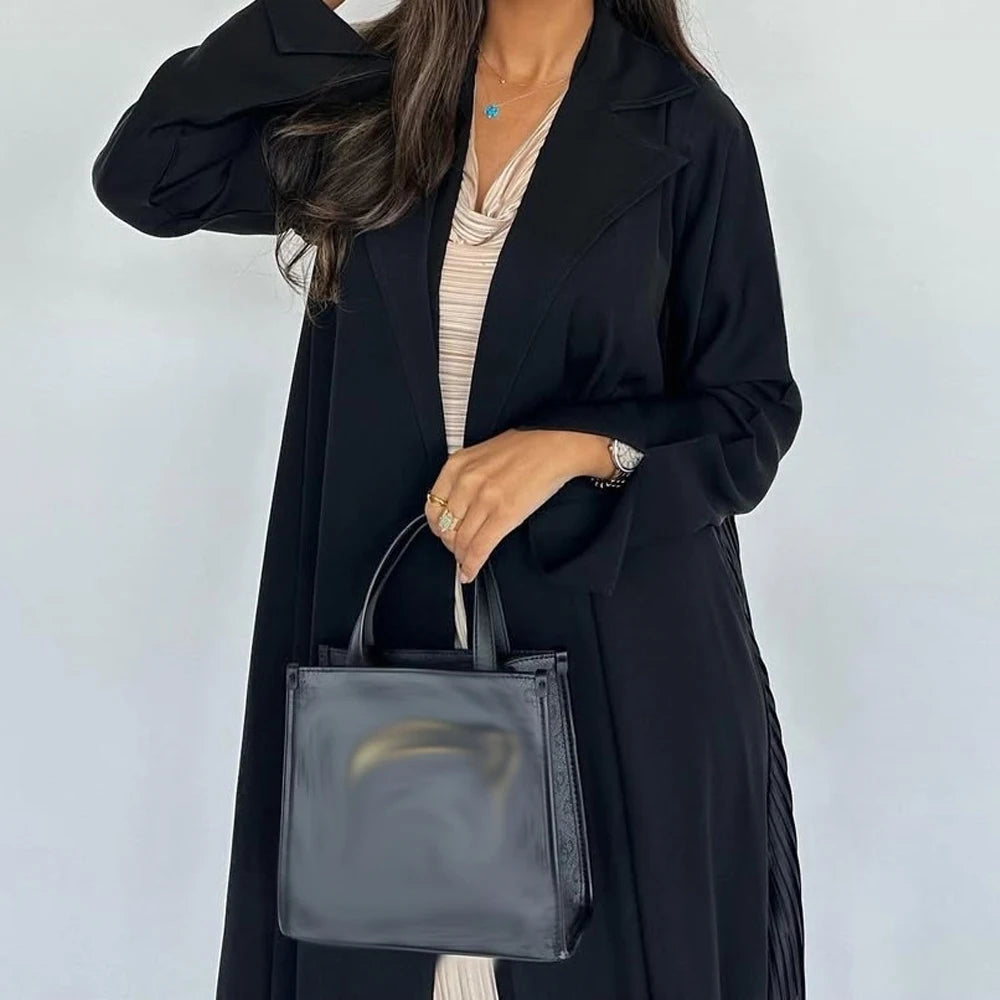 Open Front Kimono Abaya – Pleated Kaftan Dress
