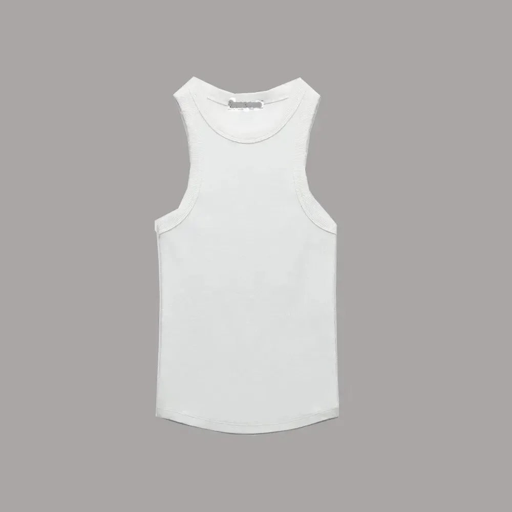 White tank top on a gray background