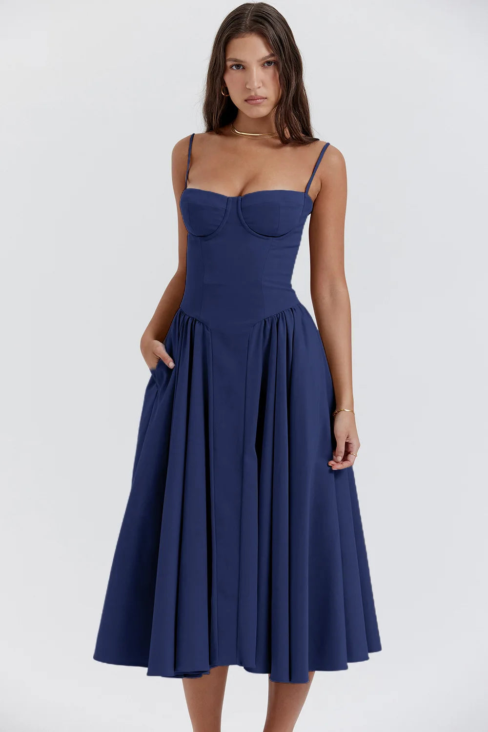 Vintage Maxi Dress – Elegant Court-Style Strap Dress
