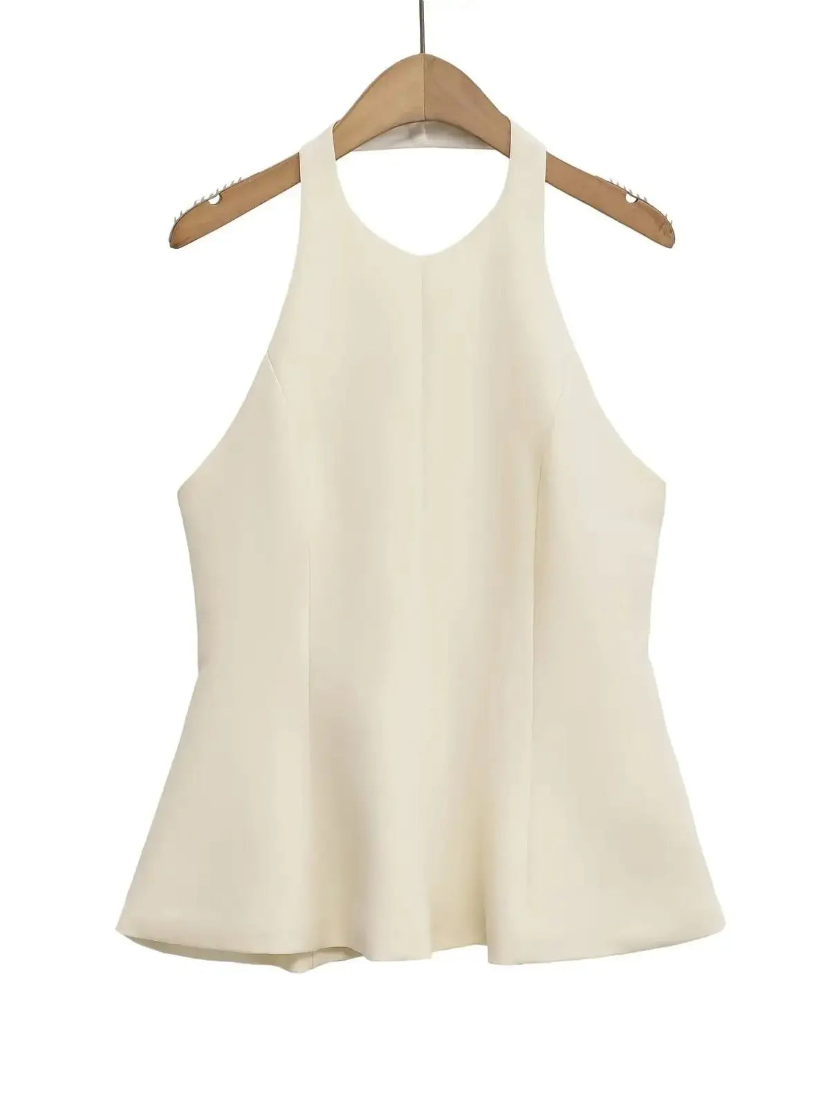 Vintage Slim Fit Sleeveless Strap Blouse – Backless