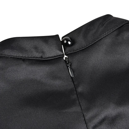 2024 Women Elegant Black Dress Half High Collar High Waist A-Line Dresses Slim Fit Dress Office Lady Female Solid Vestidos