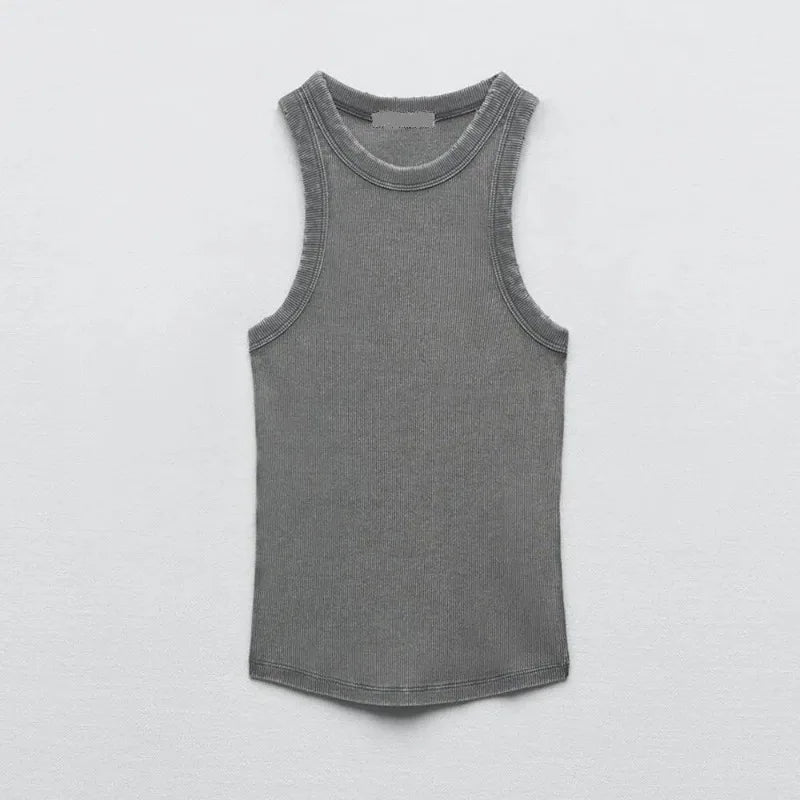 Gray tank top on a light gray background