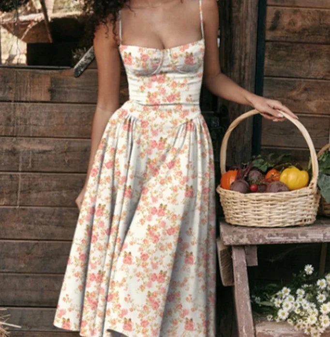 Strap Maxi Dress | French Elegant Retro Long Dress