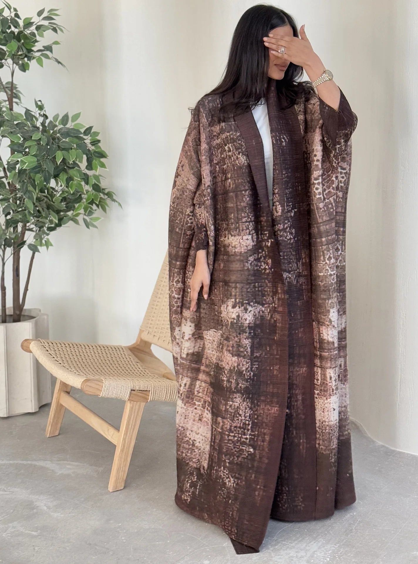 Pleated Robe Cardigan | Elegant Modest Outerwear