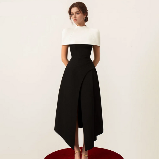 Detachable Cloak Dress | Square Collar Sleeveless High Waist