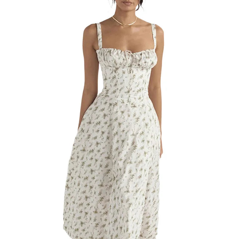 Floral Open-Back Strap Midi Dress | Summer Easy-Breezy Style