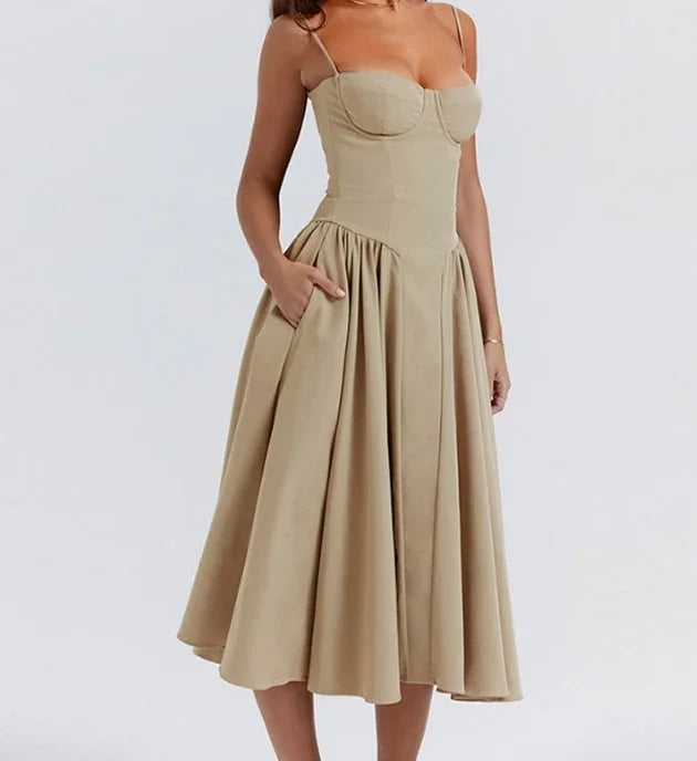 Strap Maxi Dress | French Elegant Retro Long Dress
