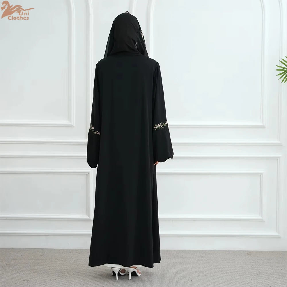 Luxury Embroidered Open Abaya with Matching Hijab | 2-Piece Set