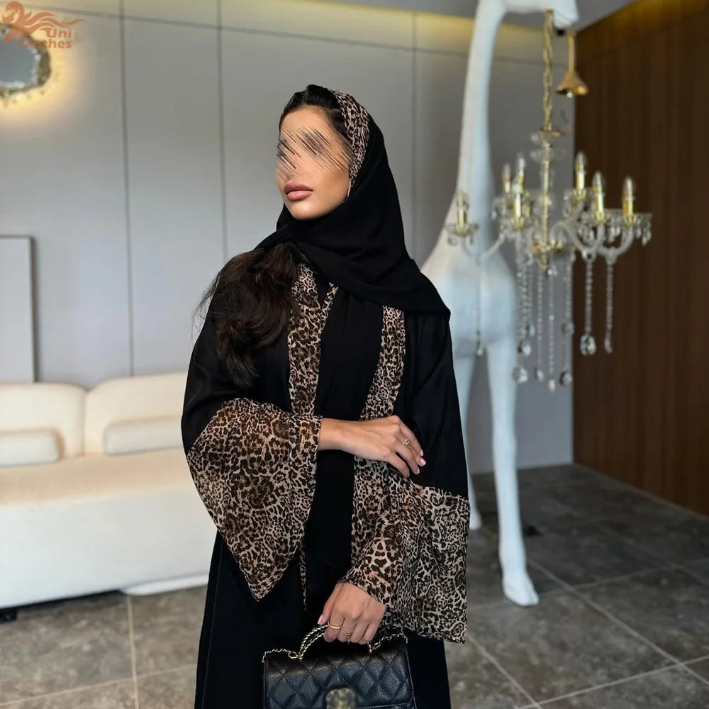 Print Maxi Abaya | Patchwork Sleeve with Hijab Set