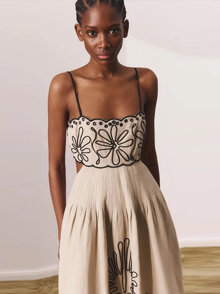 Sexy Hollow Out Backless Sleeveless Wave Hem Dress