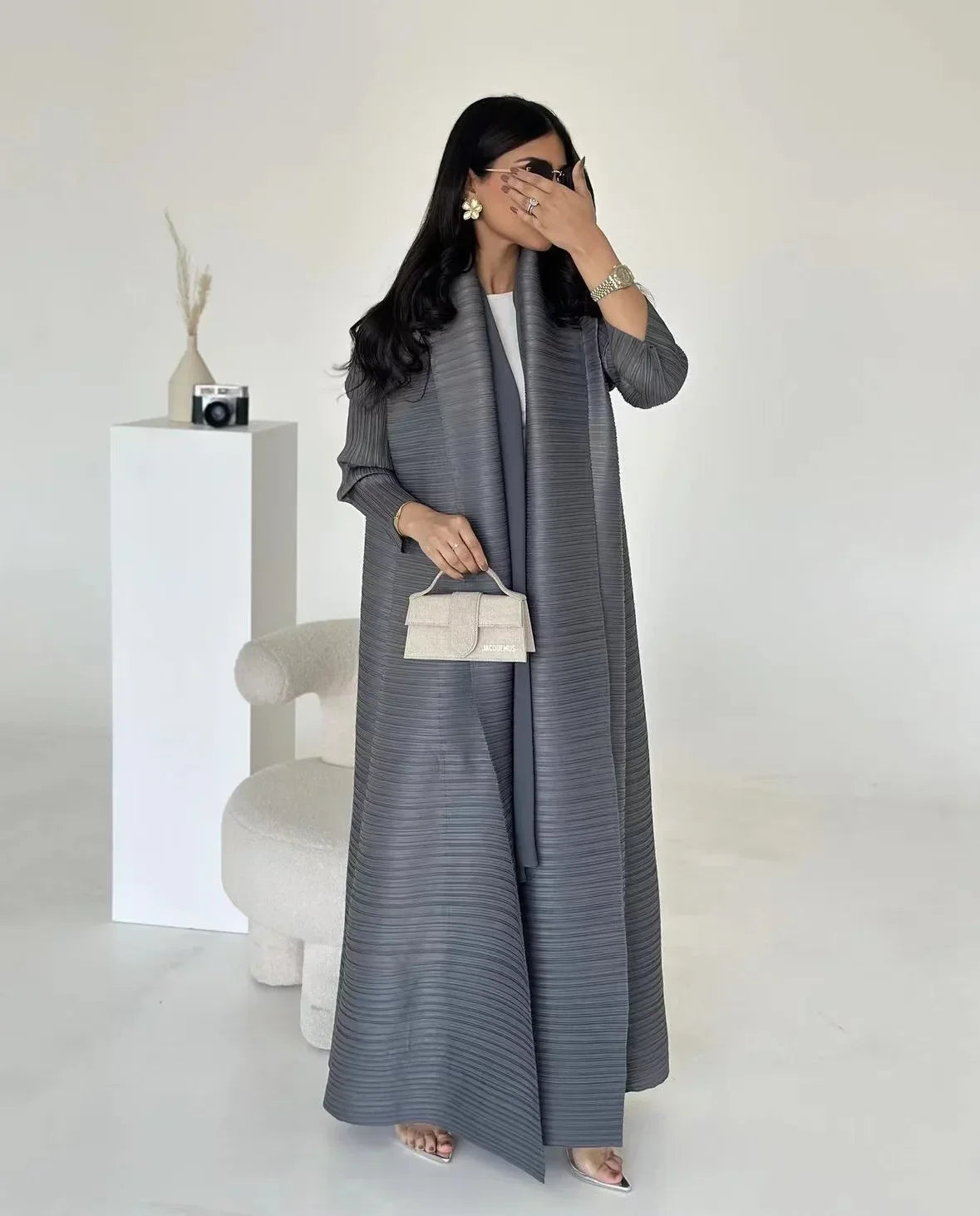 Black Muslim Abaya Trench Coat | Elegant Loose Long Abaya
