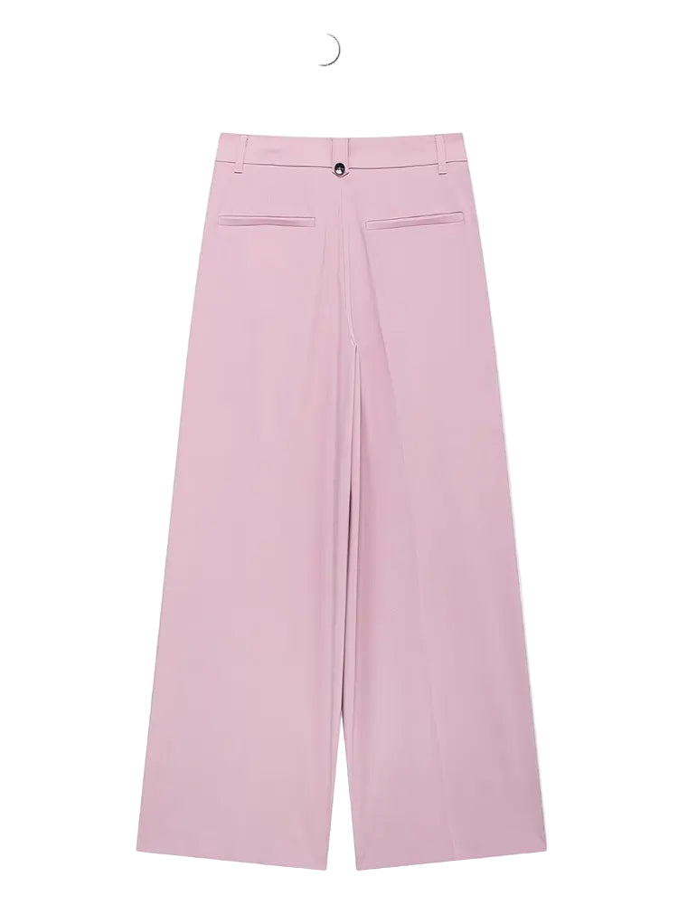 Women’s Casual Solid Straight Pants with vest same color
