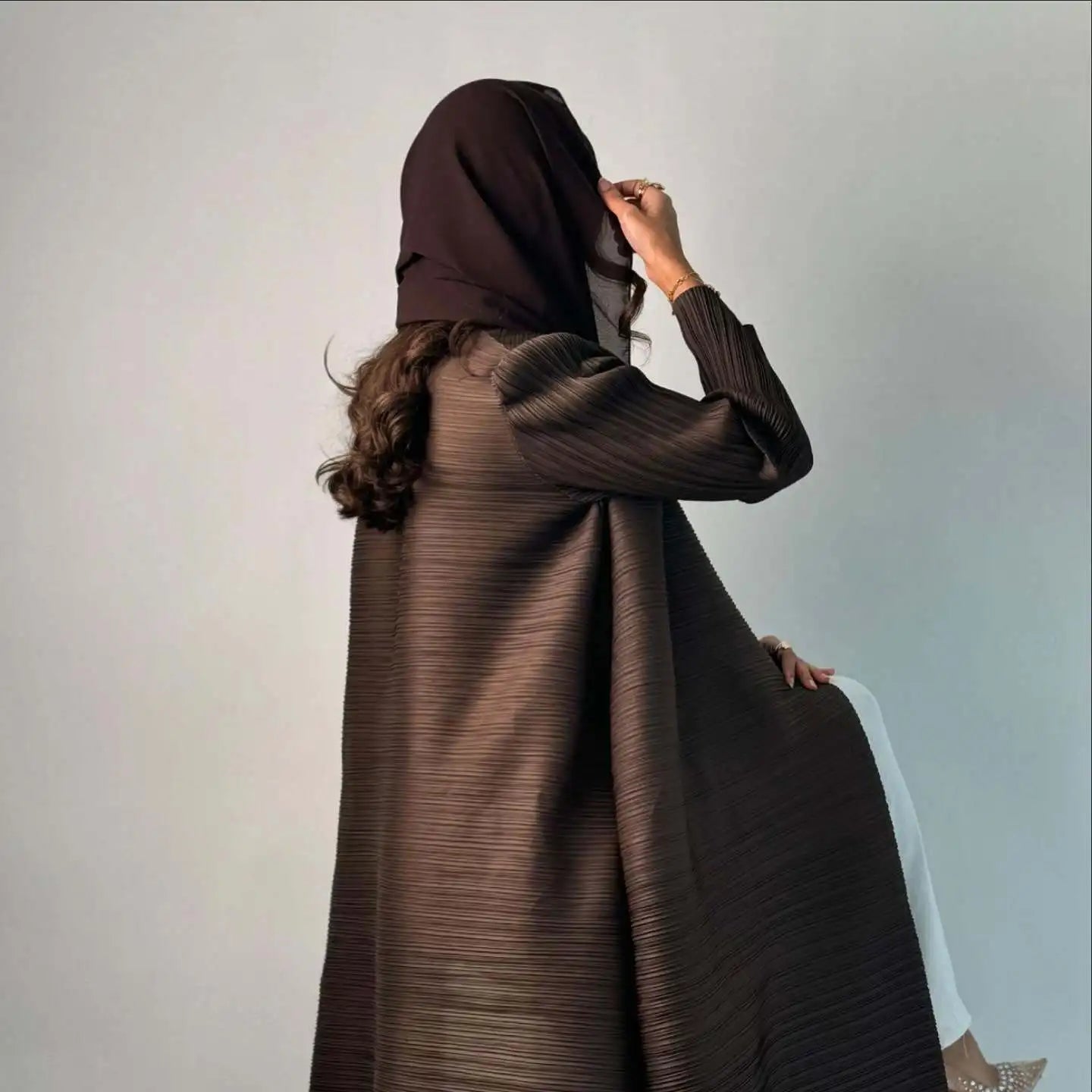 Pleated Robe Cardigan | Elegant Modest Outerwear