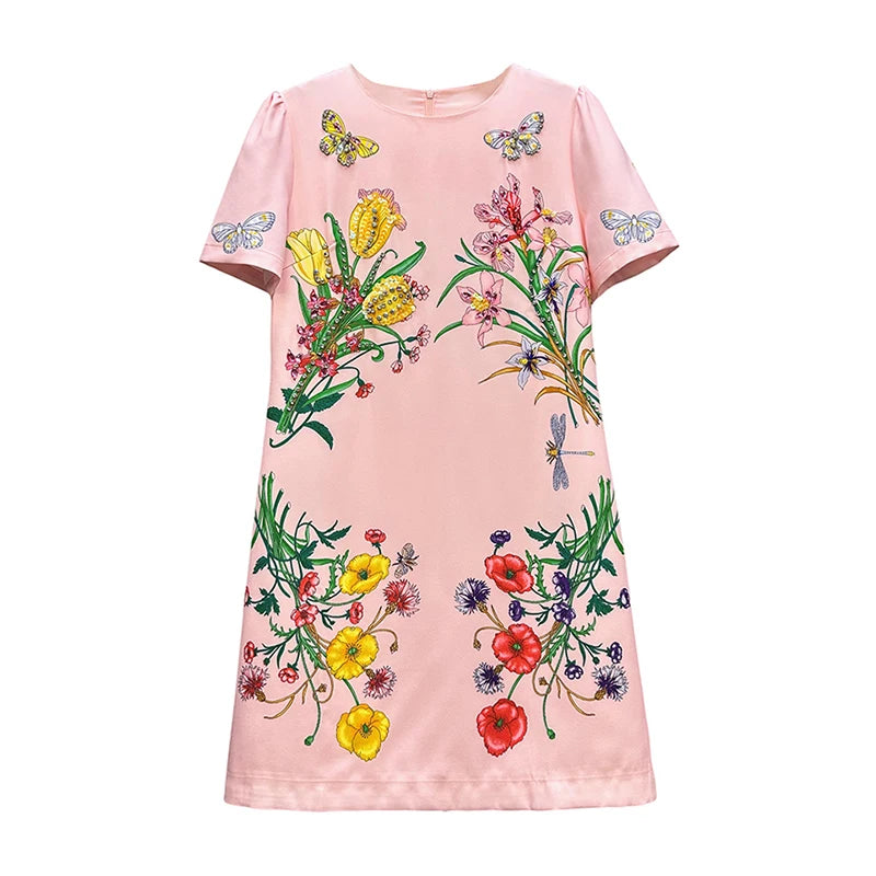 Butterfly Print Mini Dress | Sequin Beaded Rhinestone