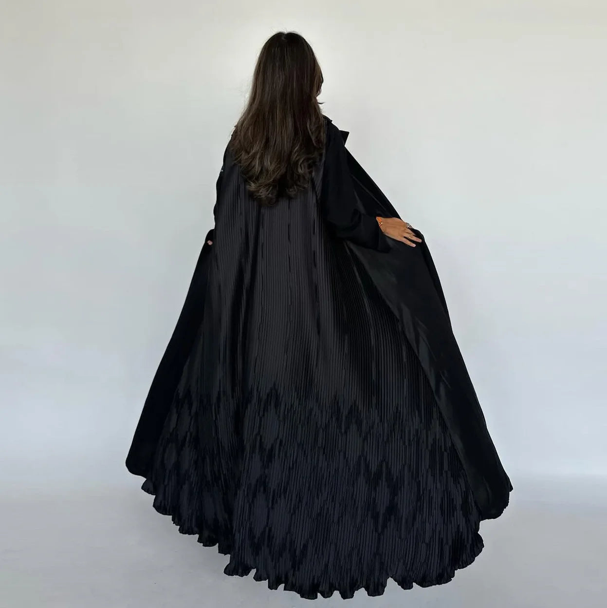 Open Front Kimono Abaya – Pleated Kaftan Dress