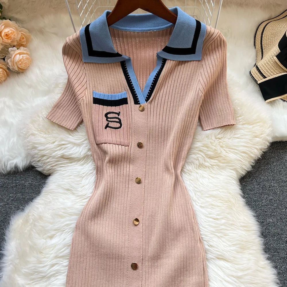 Embroidery Long Bodycon Sweater Knitted Dress